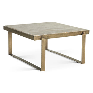 Rhodes 32" Coffee Table with Marble and Antique Brass