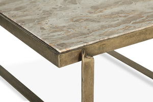 Rhodes 32" Coffee Table with Marble and Antique Brass