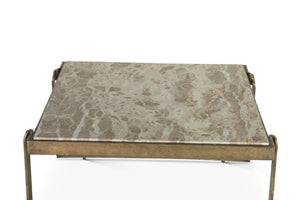 Rhodes 32" Coffee Table with Marble and Antique Brass