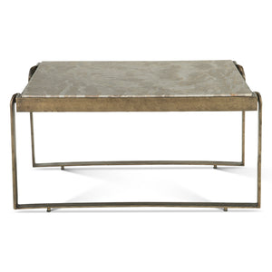 Rhodes 32" Coffee Table with Marble and Antique Brass