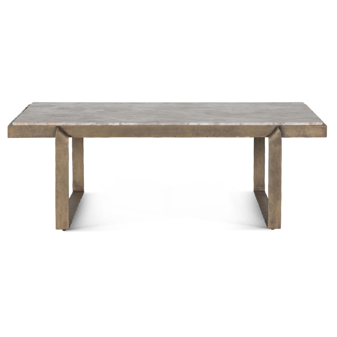 Rhodes 49" Coffee Table with Capri Beige Marble Top and Antique Brass Base