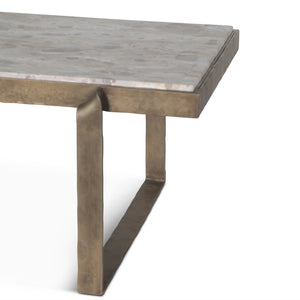 Rhodes 49" Coffee Table with Capri Beige Marble Top and Antique Brass Base