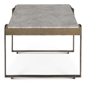 Rhodes 49" Coffee Table with Capri Beige Marble Top and Antique Brass Base