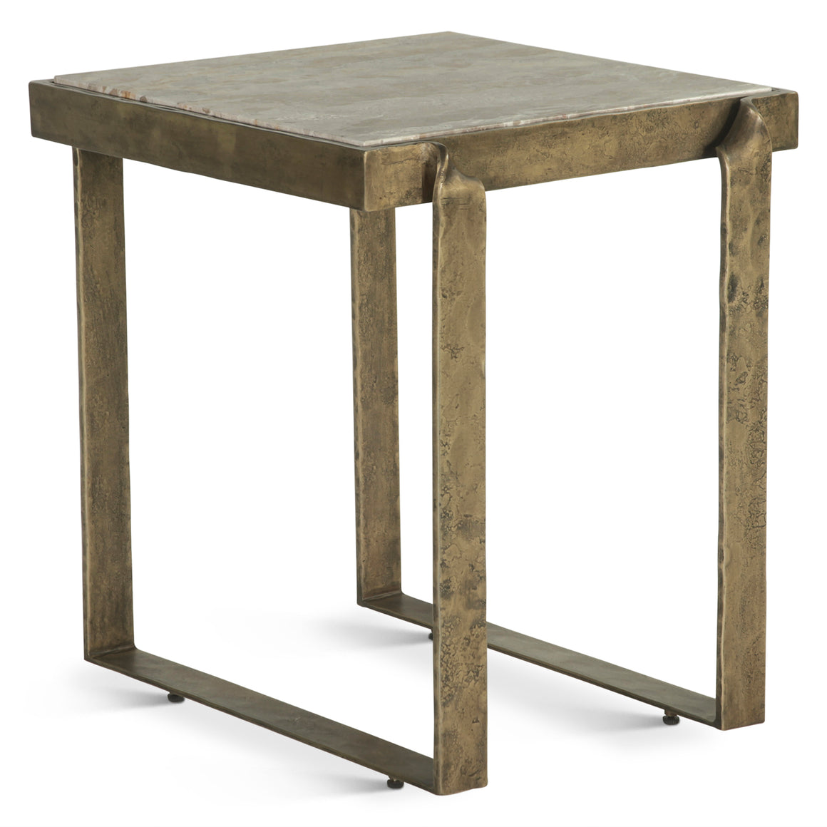 Rhodes 20" Side Table with Marble and Antique Brass