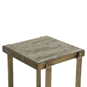 Rhodes 20" Side Table with Marble and Antique Brass
