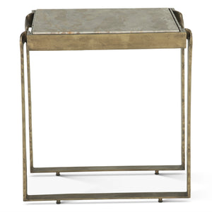 Rhodes 20" Side Table with Marble and Antique Brass