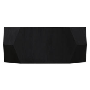 Helena Geometric Wooden Coffee Table in Distressed Black