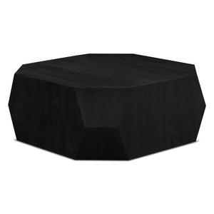 Helena Geometric Wooden Coffee Table in Distressed Black