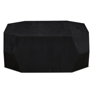 Helena Geometric Wooden Coffee Table in Distressed Black