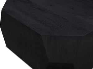 Helena Geometric Wooden Coffee Table in Distressed Black
