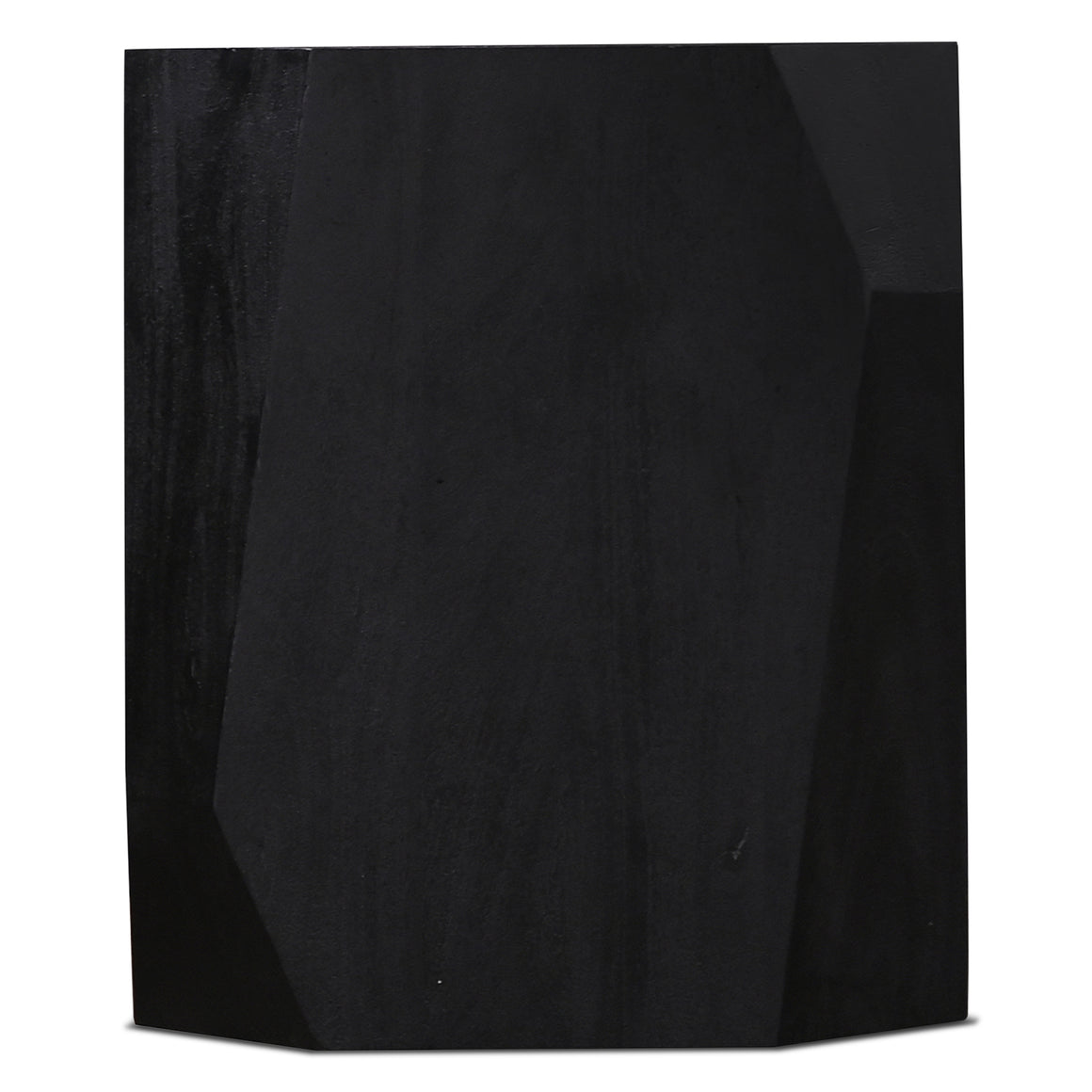 Helena Geometric Wooden Side Table in Distressed Black