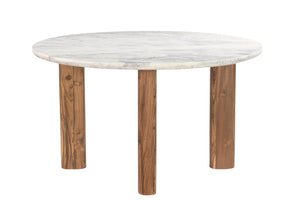 Madrid Marble Dining Table with Reclaimed Teak Legs