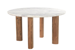 Madrid Marble Dining Table with Reclaimed Teak Legs