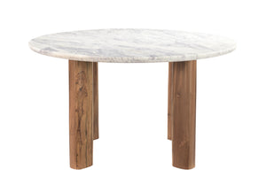 Madrid Marble Dining Table with Reclaimed Teak Legs