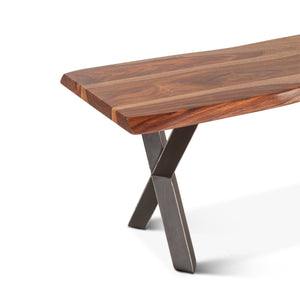 Elliston 68" Dining Bench in Sheesham and Matte Black Iron