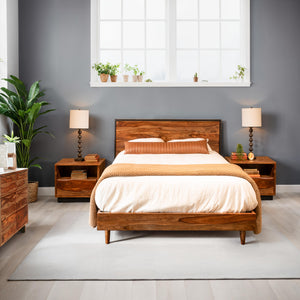 Elliston Queen Bed in Sheesham with Natural Finish