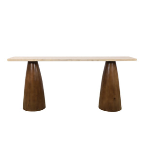Harbor 72" Console Table with Travertine in Walnut