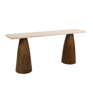 Harbor 72" Console Table with Travertine in Walnut