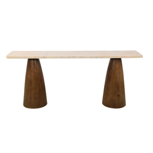 Harbor 72" Console Table with Travertine in Walnut