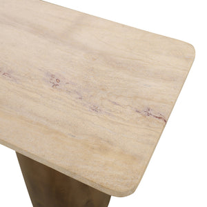 Harbor 72" Console Table with Travertine in Walnut