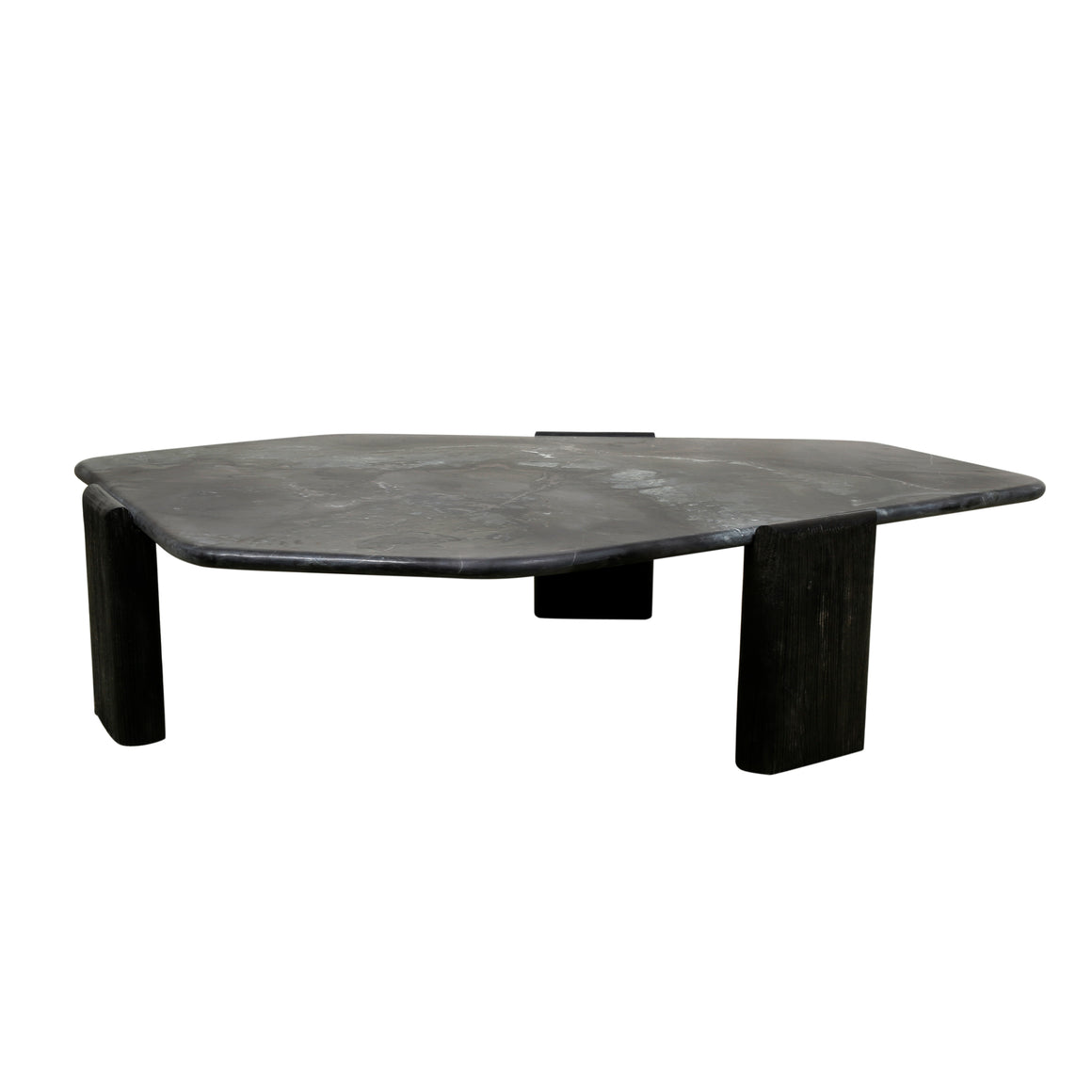 Harbor 54" Hexagonal Coffee Table with Lava Marble in Dark Walnut
