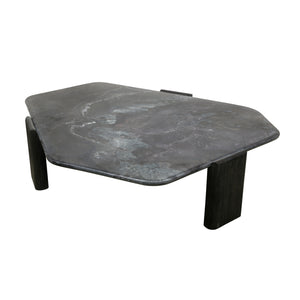 Harbor 54" Hexagonal Coffee Table with Lava Marble in Dark Walnut