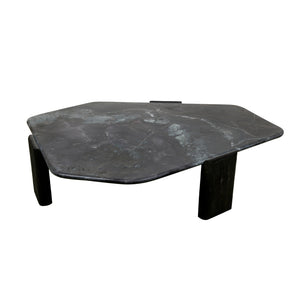 Harbor 54" Hexagonal Coffee Table with Lava Marble in Dark Walnut