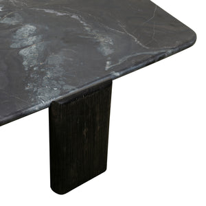 Harbor 54" Hexagonal Coffee Table with Lava Marble in Dark Walnut