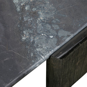 Harbor 54" Hexagonal Coffee Table with Lava Marble in Dark Walnut