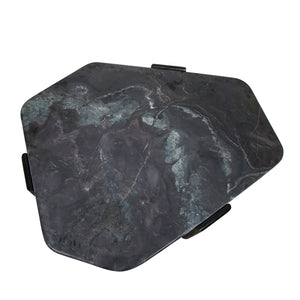 Harbor 54" Hexagonal Coffee Table with Lava Marble in Dark Walnut