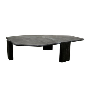 Harbor 64" Hexagonal Coffee Table with Lava Marble in Dark Walnut