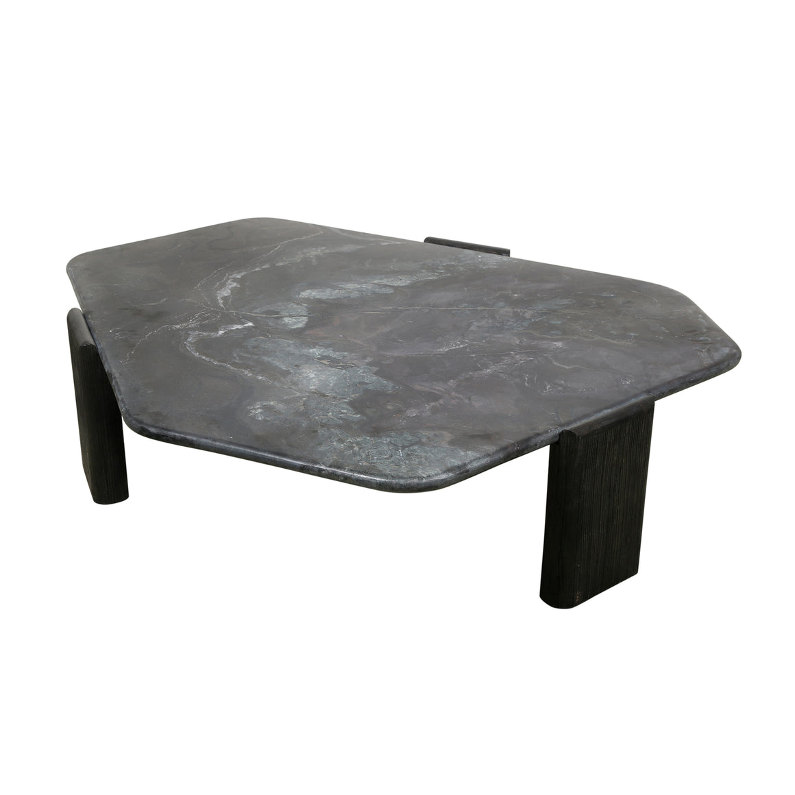 Harbor 64" Hexagonal Coffee Table with Lava Marble in Dark Walnut