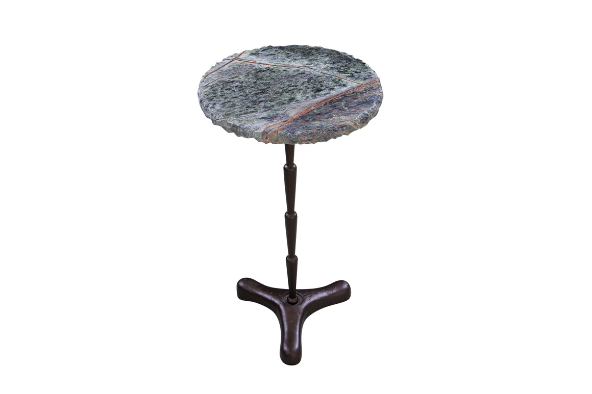 Harbor 15" Accent Table with Green Bidasar Marble and Iron