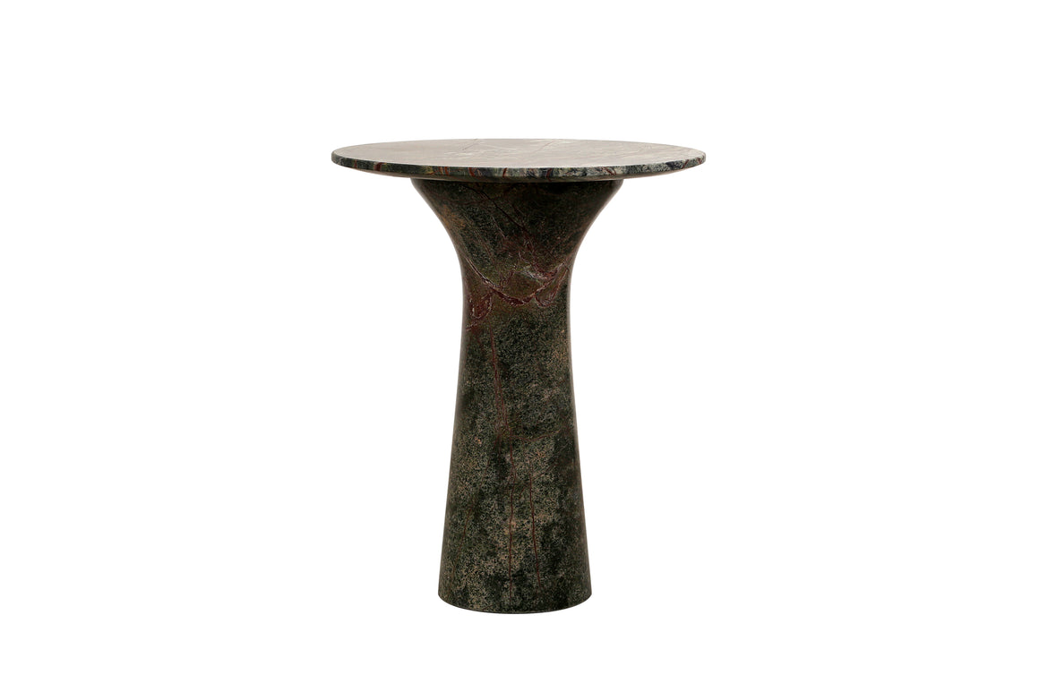 Harbor 18" Tall Side Table in Green Bidasar Marble