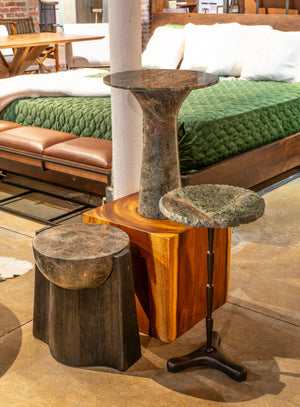 Harbor 18" Tall Side Table in Green Bidasar Marble