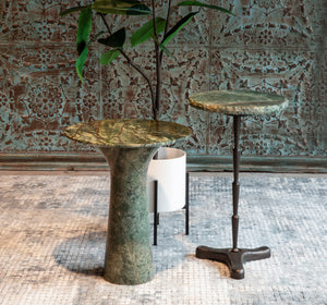 Harbor 18" Tall Side Table in Green Bidasar Marble