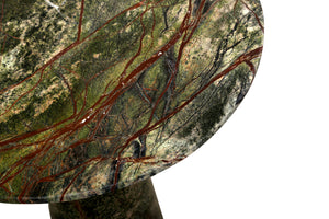 Harbor 18" Tall Side Table in Green Bidasar Marble
