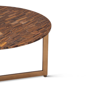 Mumbai 36" Coffee Table in Tiger Eye with Iron Base