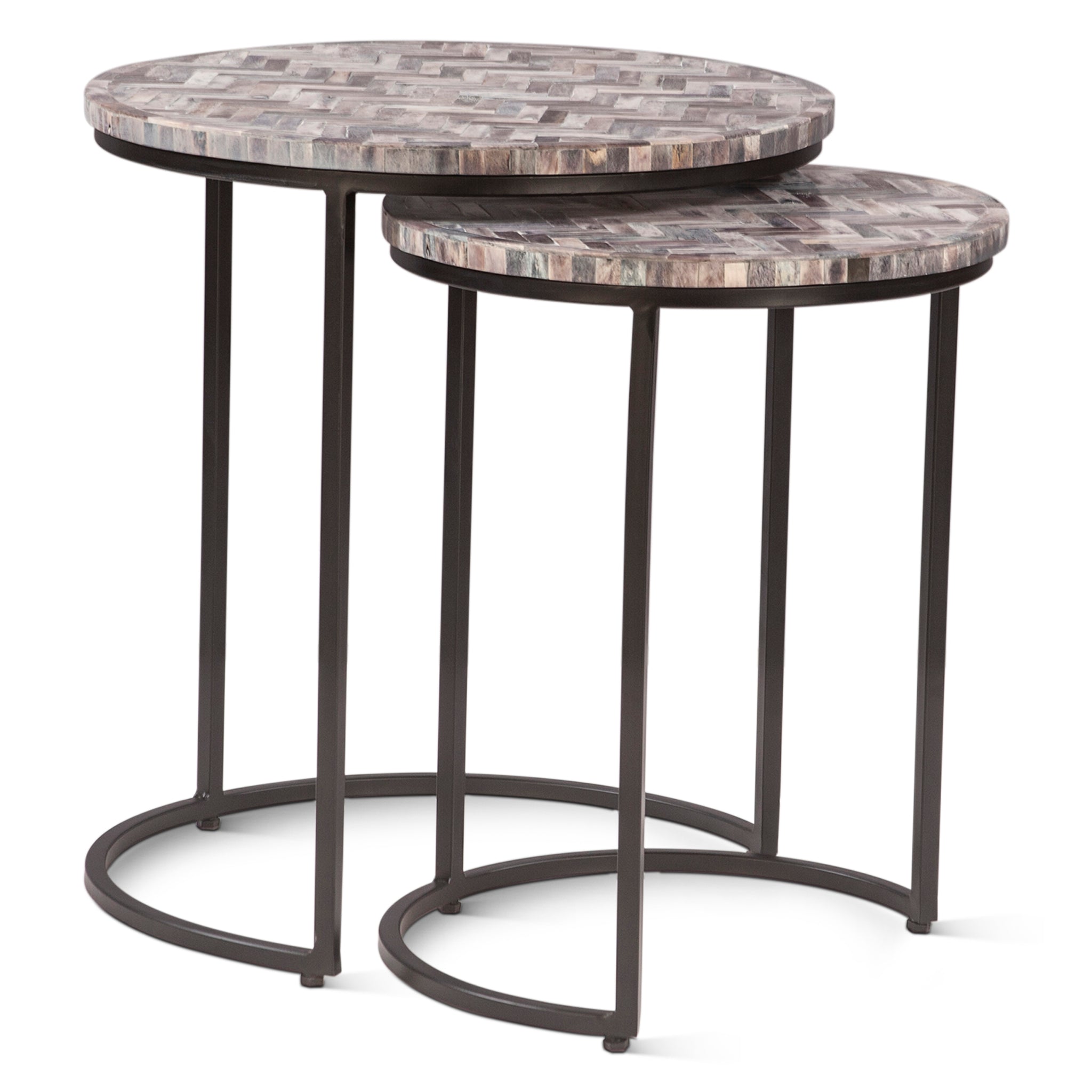 Mumbai 20" Nesting Tables in Chevron Pattern, Set 2