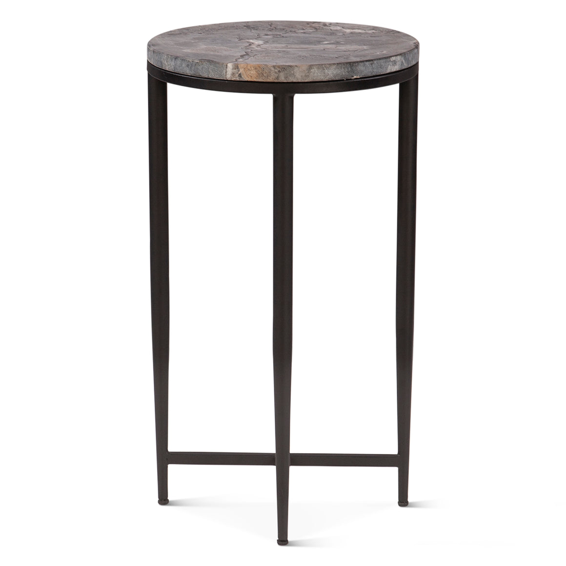 Mumbai 17" Side Table in Grey Septarian with Iron Base