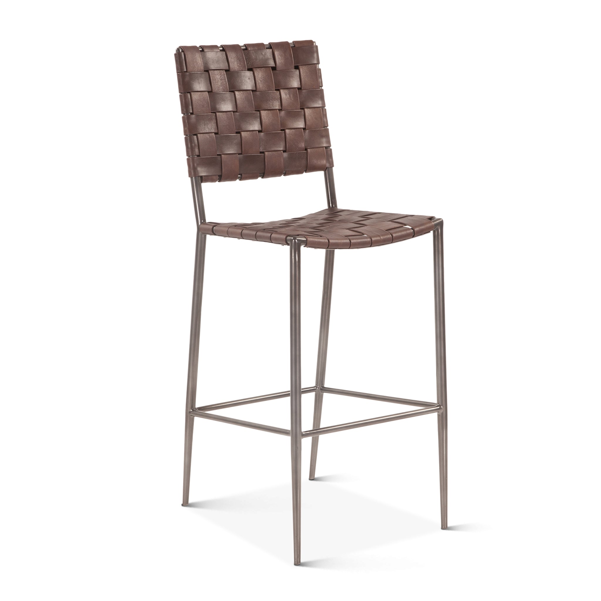 Lund 17in Buffalo Leather and Iron Bar Chair Brown