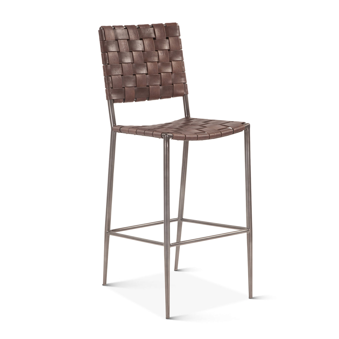 Lund 17in Buffalo Leather and Iron Bar Chair Brown