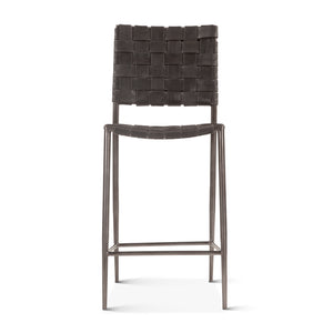 Lund 17in Buffalo Leather and Iron Counter Chair Black