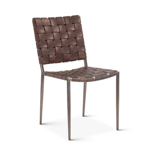 Lund Dining Chair in Tobacco Buffalo Leather and Iron