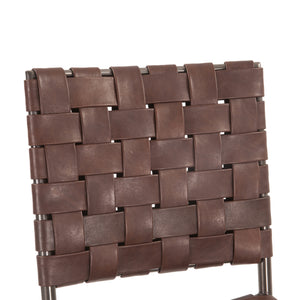 Lund Dining Chair in Tobacco Buffalo Leather and Iron