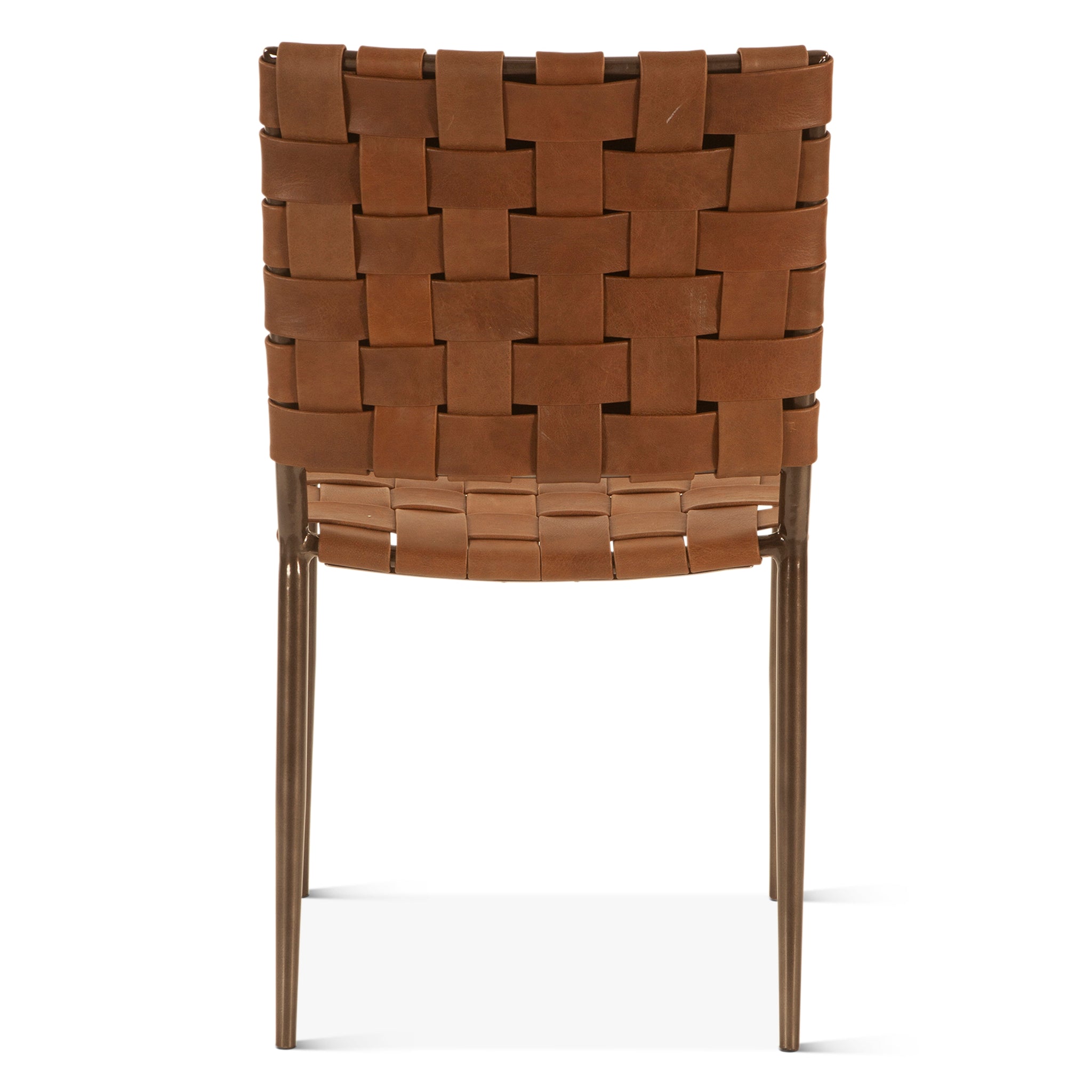 Lund Dining Chair in Brown Buffalo Leather and Iron
