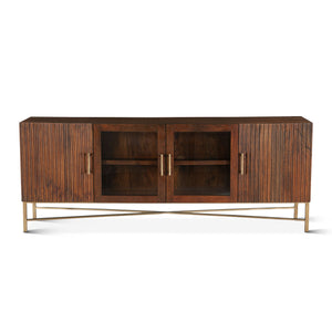 Manhattan Retro Mid Century Acacia Wood Media Cabinet