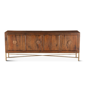 Manhattan Retro Mid Century Acacia Wood Media Cabinet