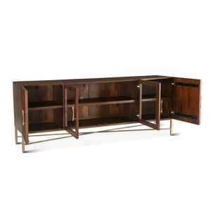Manhattan Retro Mid Century Acacia Wood Media Cabinet