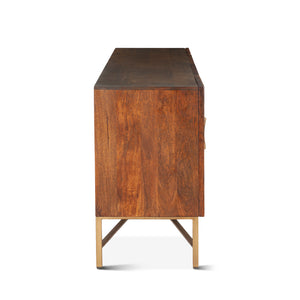 Manhattan Retro Mid Century Acacia Wood Media Cabinet